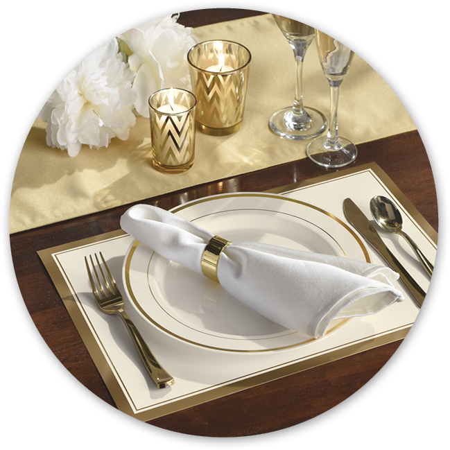 Premium tablesetting with gold trim