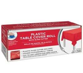 Table Cover Roll in Box with Cutting Tool- Red